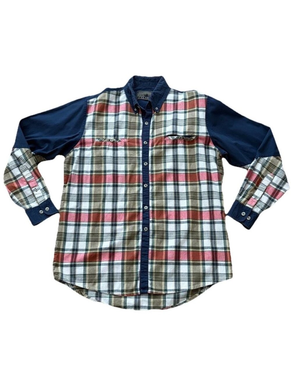 Spindle River Mens Medium Blue Plaid Western Ranch Shirt Rodeo 90’s